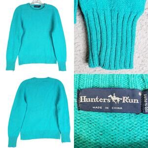 Hunters Run Sweater Women’s Size Medium M Shetland Wool Crewneck Pullover Teal